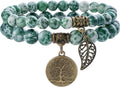 Bivei Natural Semi Precious Gemstone beads bracelet for women - Life Tree and Leaf Charm Energy Reiki Crystal Stretch Bracelets