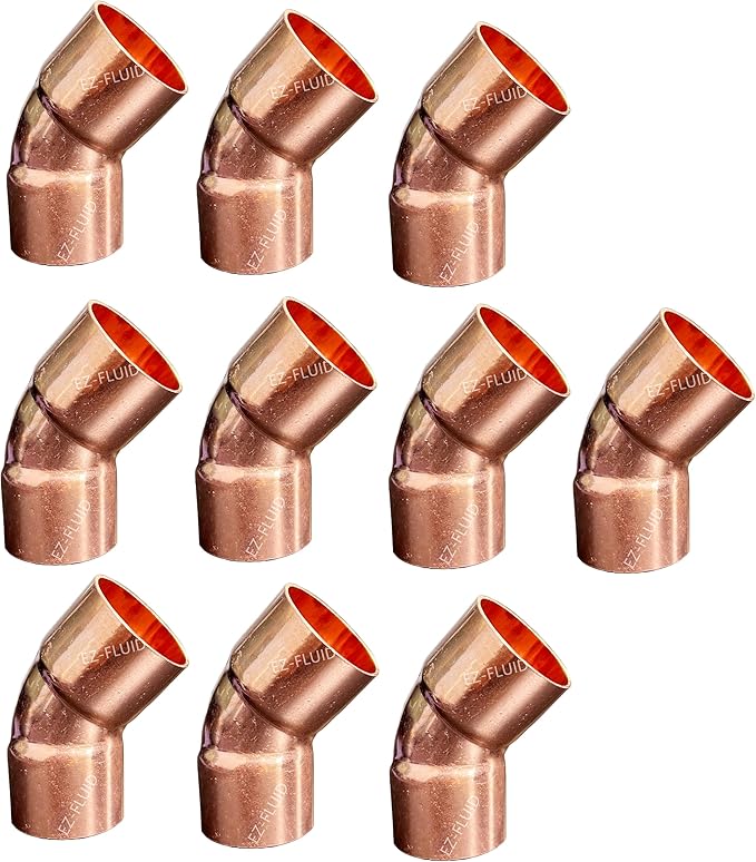 EZ-FLUID Plumbing 1" C X C Copper 45 Degree Elbow, LF Short Turn Pressure by EZ-FLUIDPlumbingProducts