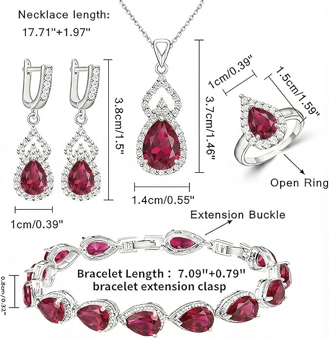 Classic Jewelry Set—Perfect for Weddings, Galas, and Everyday Wear—Includes Bracelet, Ring, Pendant Earrings, and Necklace ，Birthday Gift for Mother/Wife/Sister/Best Friend