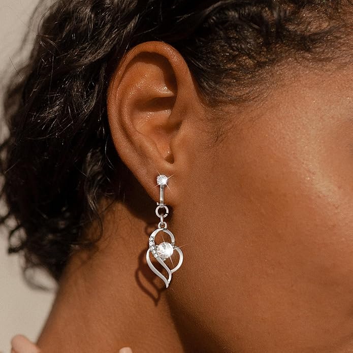 Clip On Earrings Sliver Dangle Earrings for Women Trendy Hanging Drop Earing Hypoallergenic Clip On Earring Birthday Gifts for Women Jewelry