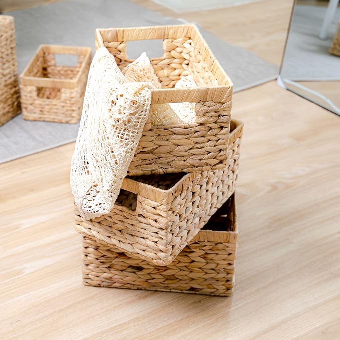 M4DECOR Set of 3 Rectangular Wicker Storage Baskets - Image 5