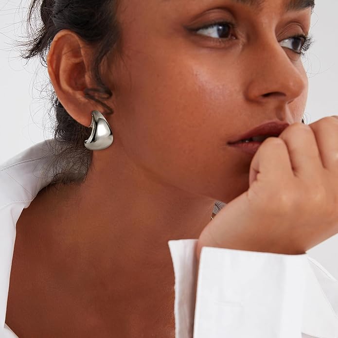 THUNARAZ 9 Pairs Clip on Earrings for Women 14K Gold Plated Chunky Hoop Clips Earring Trendy Clip on Hoop Earrings for Women Non-Pierced Fake Jewelry