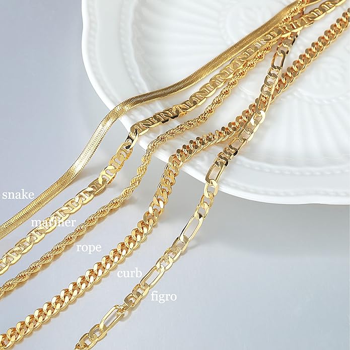 DEARMAY Dainty 14K Gold Plated Ankle Bracelets for Women, Waterproof 14K Gold Plated Link Chain Anklets Non Tarnish Set Pack Summer Beach Jewelry Gift