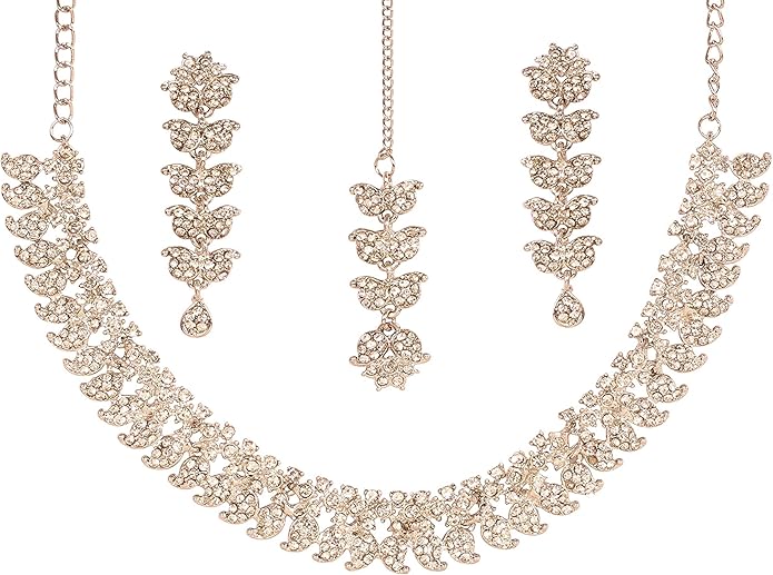 Touchstone Indian wedding jewelry set gold traditional necklaces for women statement rhinestone sets hollywood glamour style crystal stone bridal costume golden necklace