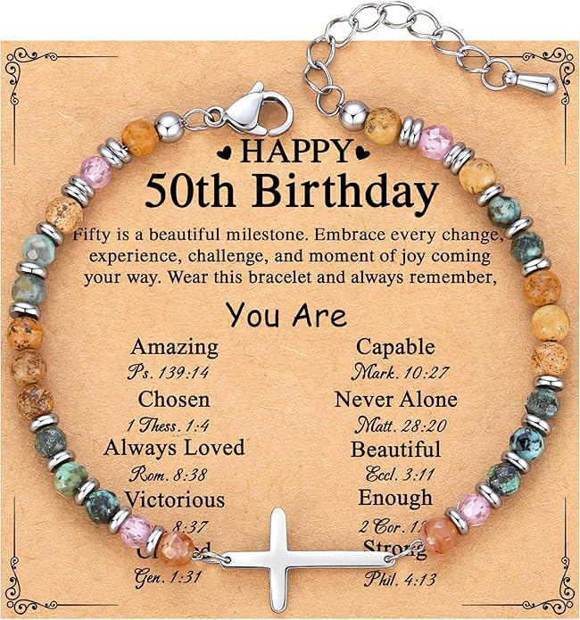 TONY & SANDY Christian Cross Bracelet for Women, Valentine's Day Gifts for Her, Confirmation Baptism Easter Gifts, Unique Gift for Friends Daughter Mom Sister in Christ Birthday Christmas