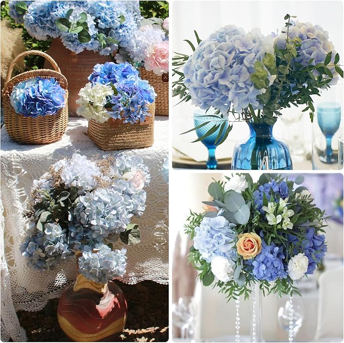 3Pcs 21in Hydrangea Artificial Flowers, Latex Real Touch Hydrangeas Lifelike - Image 9