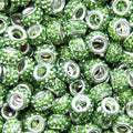 200Pcs Green Large Hole Rhinestone Beads, Round, Loose Beads, Craft Bead, DIY Bracelet Necklace Jewelry Making Supplies