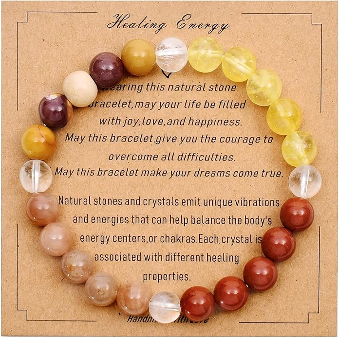 Strong Healing Crystal Bracelet 8MM Genuine Stone Bracelet Lucky Beaded Bracelet Chakra Bracelet 6.5 inch Positive Energy Inspirational Gifts for Women Mom
