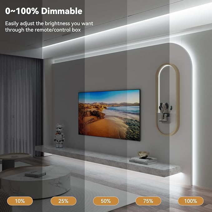 PAUTIX COB LED Strip Light 32.8ft, LED Lights UL-Listed Daylight White 6000K - Image 2