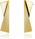 OZEL Gold Dangle Earrings for Women Brushed Finish, Matte Gold Statement Jewelry, 14k Gold Plated