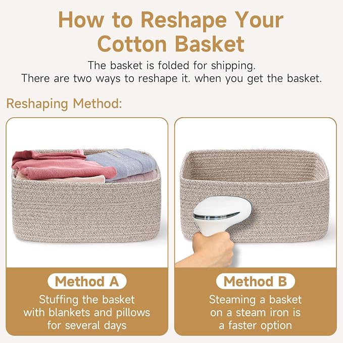 3 Pack Storage Baskets for Organizing, 13.7×9.5×6.3", Cotton Rope Basket for - Image 7