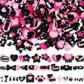 Giegxin 40 Pcs Pink and Black Valentine's Day Resin Charm Love Heart Bow Star Cat Claw Bone Meteor Flatback Cabochon Accessories Cute Embellishment Bulk for Jewelry Cellphone Case Scrapbooking DIY