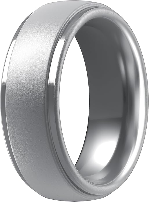 ThunderFit Silicone Rings for Men - 7 Rings / 4 Rings / 1 Ring Step Edge Rubber Wedding Bands 10mm Wide - 2.5mm Thick