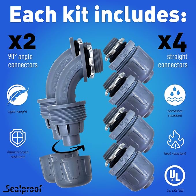 1-Inch Non-metallic Liquid-Tight Conduit and Connector Kit, 25 Foot Made in USA - Image 3
