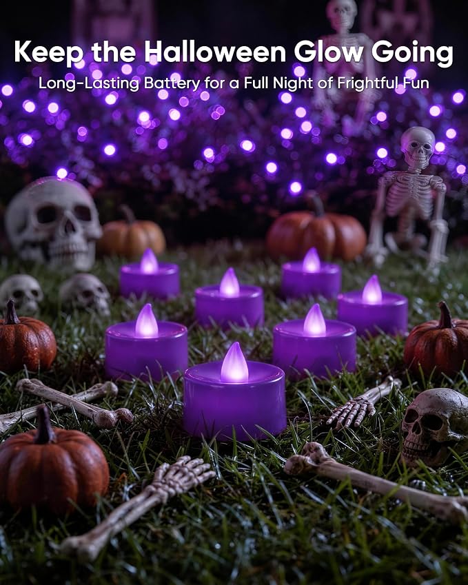 Homemory 50-Pack Purple Flameless Battery Tealight Candles, 200+ Hours | - Image 6