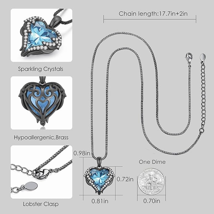CDE Valentines Day Gifts for Women Angel Wings Necklace for Women with Birthstone, Love Heart Silver Tone/Gold Tone Pendant, Ideal Anniversary or Birthday Jewelry Gifts for Wife Girlfriend Her