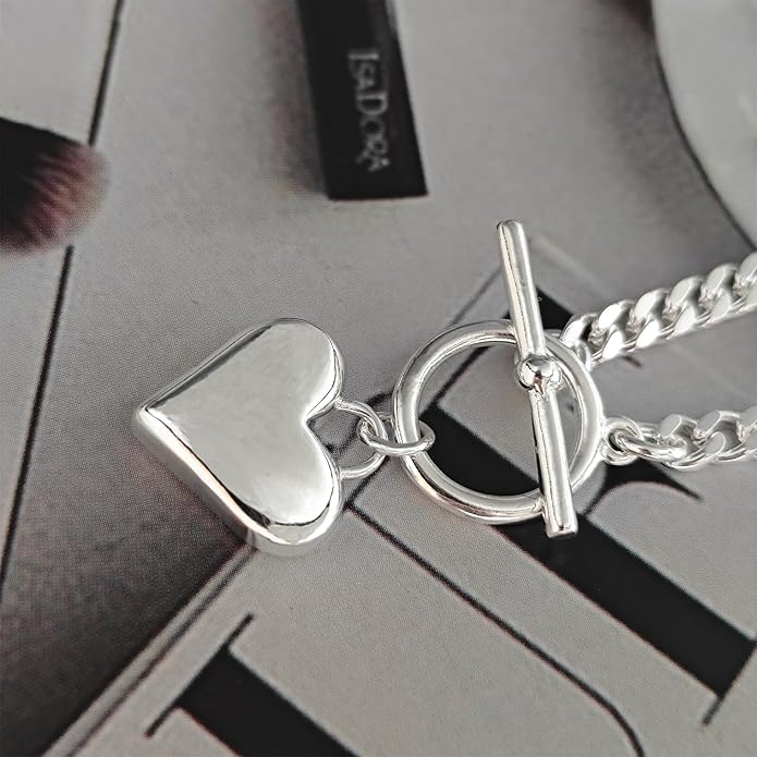 Heart Necklace for Women Gold/Silver Plated Trendy Heart Choker Lover Pendant Hypoallergenic Fashion Gold/Silver Necklace for Women Love Jewelry Gift for Women Girlfriend