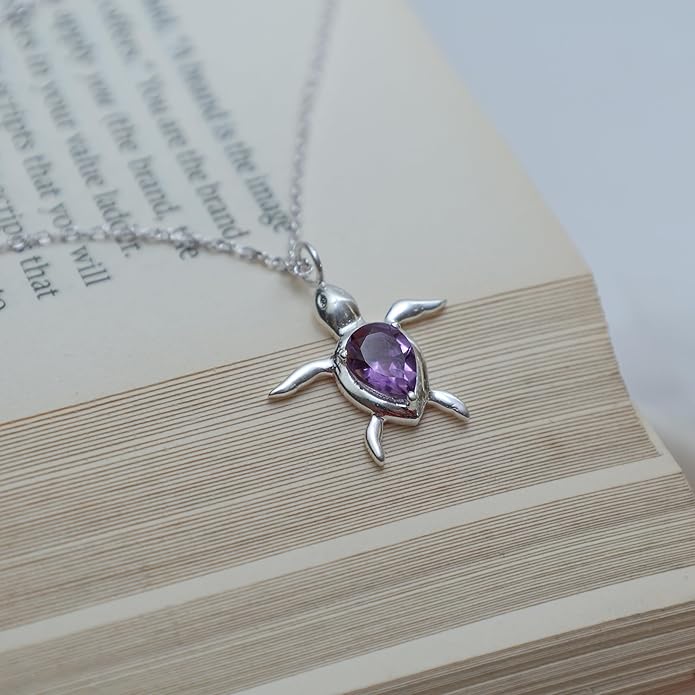 925 Sterling Silver Animal Pendant Necklace Collection for Women | Handmade Natural Gemstone Jewelry | Cat, Bee, Turtle & Bug Designs | Hypoallergenic Silver Necklace Gift for Her