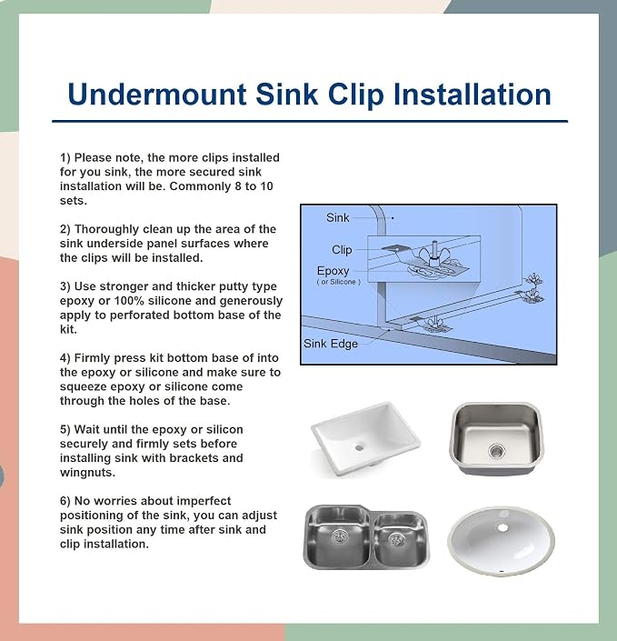 Undermount Sink Clips, Undermounting Sink Brackets, Bathroom Kitchen Ceramic - Image 7