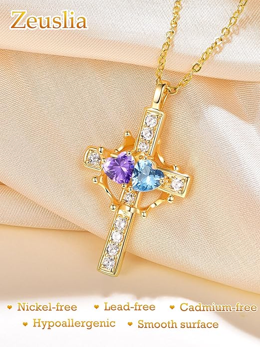 Valentine's Day Gifts for Wife 925 Sterling Silver Double Birthstone Pendant Necklaces I Love You for Always and Forever Necklace Anniversary Birthday Gifts for Wife Girlfriend Mom Her
