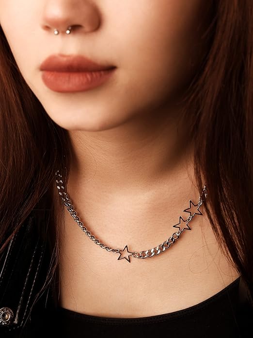 Sacina Gothic Punk Star Necklace, Star Choker, Emo Punk Grunge Y2k Necklace, Y2k Jewelry, Christmas Jewelry Gift For Women