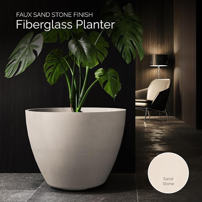 Lupo Tapered Indoor/Outdoor Planter, 37x28in Sand Stone - Image 3