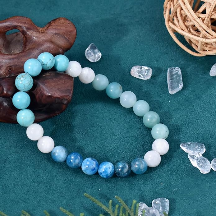 Strong Healing Crystal Bracelet 8MM Genuine Stone Bracelet Lucky Beaded Bracelet Chakra Bracelet 6.5 inch Positive Energy Inspirational Gifts for Women Mom
