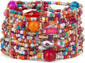 SPUNKYsoul Beaded Stretch Bracelet – Boho Multi-Row Look Bracelet, Vibrant Resort-Style Statement Jewelry