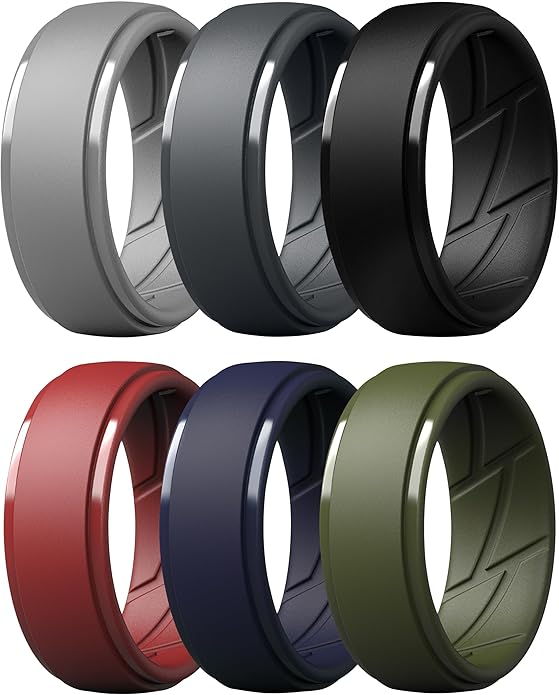 ThunderFit Men's Silicone Rings 10mm Wide 2.5mm Thick Rubber Bands, Breathable, Variety Multipack 1-10