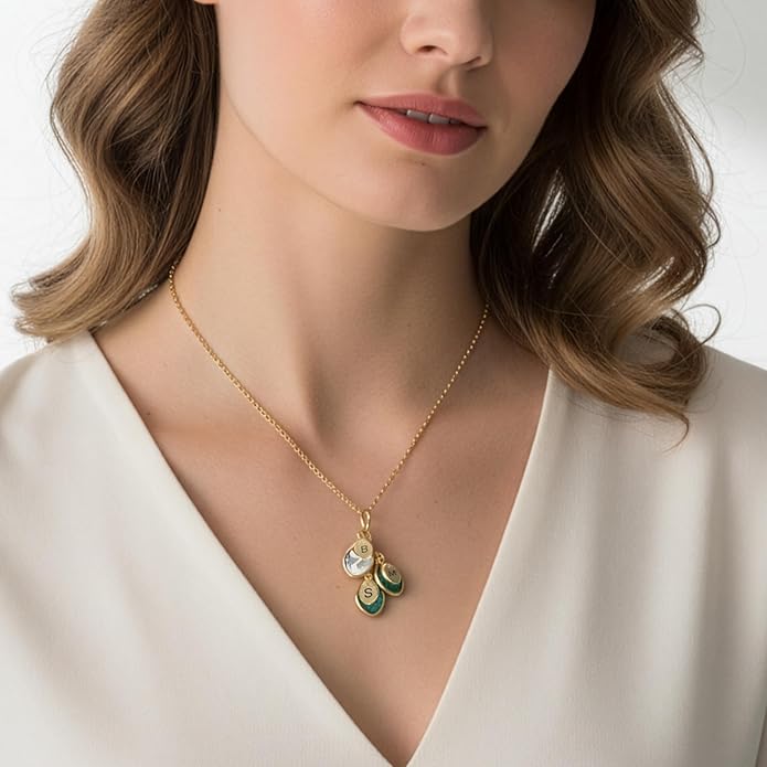 MignonandMignon Birthstone Necklace for Grandma, Initial Necklaces for Women Personalized Jewelry for Women Birthstone Necklace, Grandkids Name Gifts for Mom Necklace Family, Unique – BSON-L-D