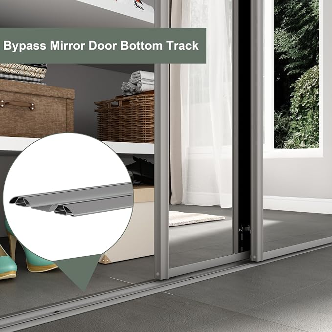 DIYHD Bypass Mirror Closet Door Bottom Track, Roll Formed Steel Sliding Door - Image 2