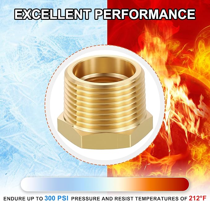 2 Pack Male to FeMale Adapter, 3/4" NTP Male x 1/2" NTP Female Threaded Brass - Image 7