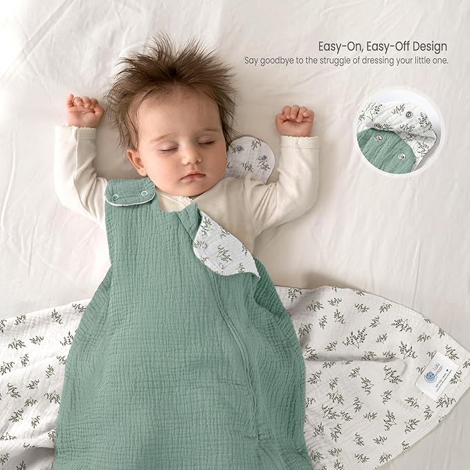 lulumoon Sleep Sack Muslin for Baby: Cotton Wearable Blanket for 3-9 Months - Soft Lightweight Ideal for Nursery Lounge Nighttime Naptime 6-12 Months