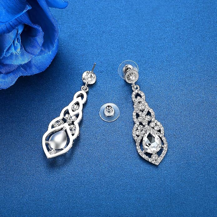 mecresh Women's Alloy Teardrop Crystal Chandelier Dangle Earrings