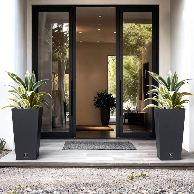 Tall Outdoor Planter 30 Inch 2-Pack, Tapered Design - Image 5