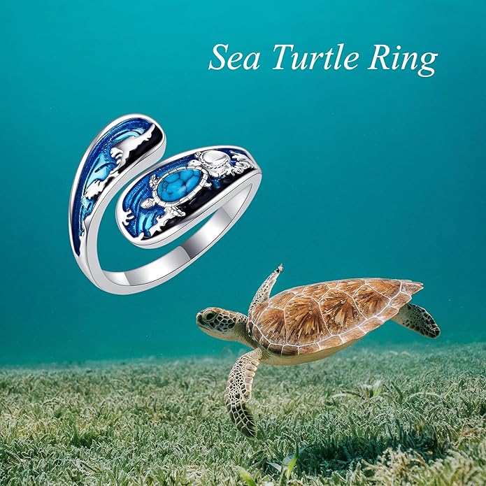 Spoon Rings 925 Sterling Silver Adjustable Hummingbird/Shark/Daisy/Tree Of Life/Dragonfly/Witches Knot/Sea Turtle Ring Thumb Rings Birthday Jewelry Gifts for Women Mother