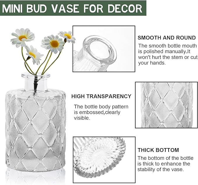 Arme Glass Bud vases in Bulk，Small Glass Flower Vase - Image 3