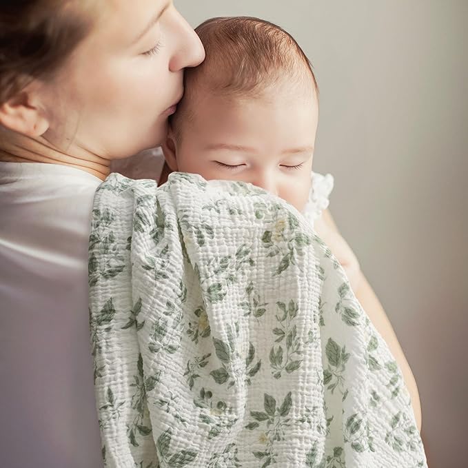 GLLQUEN BABY Muslin Swaddle Blankets,3-Pack Receiving Blanket for Newborn Boys and Girls,Baby Swaddle Blanket Unisex,Osmanthus Fragrance,Baby Essentials, Registry & Gift, 40 x 38 inches
