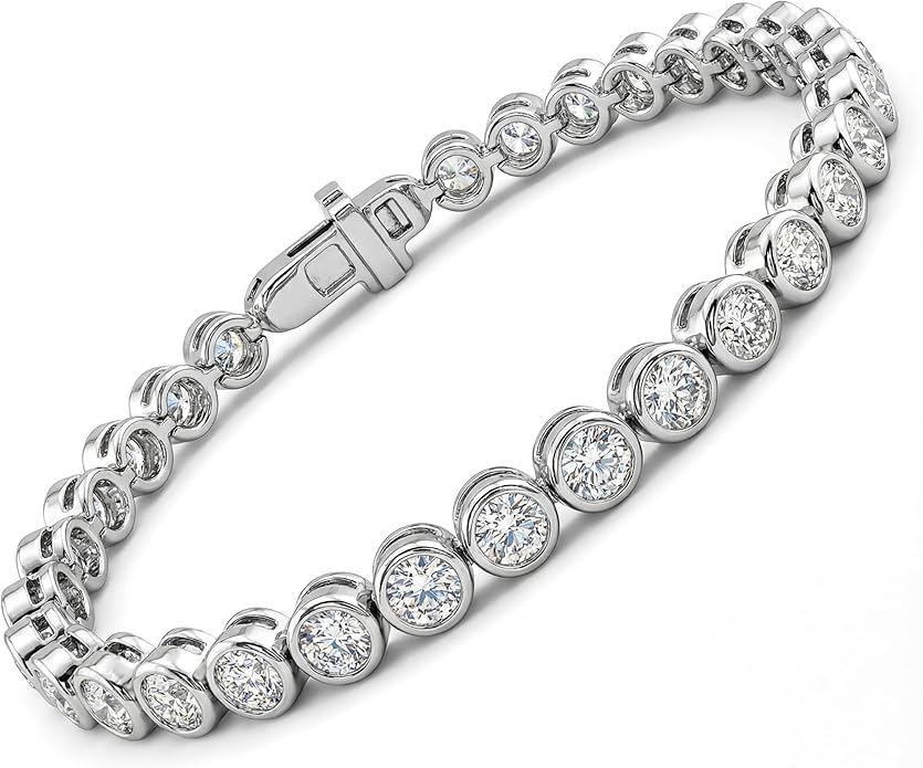 Privosa Fine Jewelry 1 to 2 Carat Diamond Tennis Bracelet in 14k White or Yellow Gold (F-G, SI1-SI2, cttw) 7 Inches Long Bezel Set