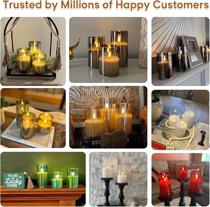 Gold Glass Flameless Pillar Candles - Image 6