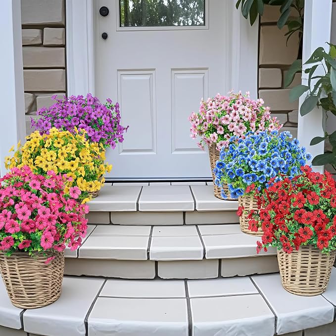 24 Pcs Artificial Flowers for Outdoors Decorations, UV resistant, faux plastic - Image 3