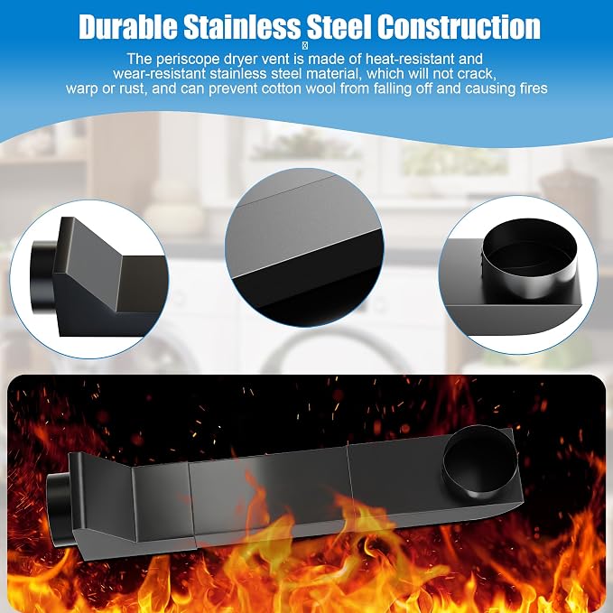 17.7-29.5" Telescoping Dryer Vent Connector Kit, 304 Stainless Steel Periscope - Image 5