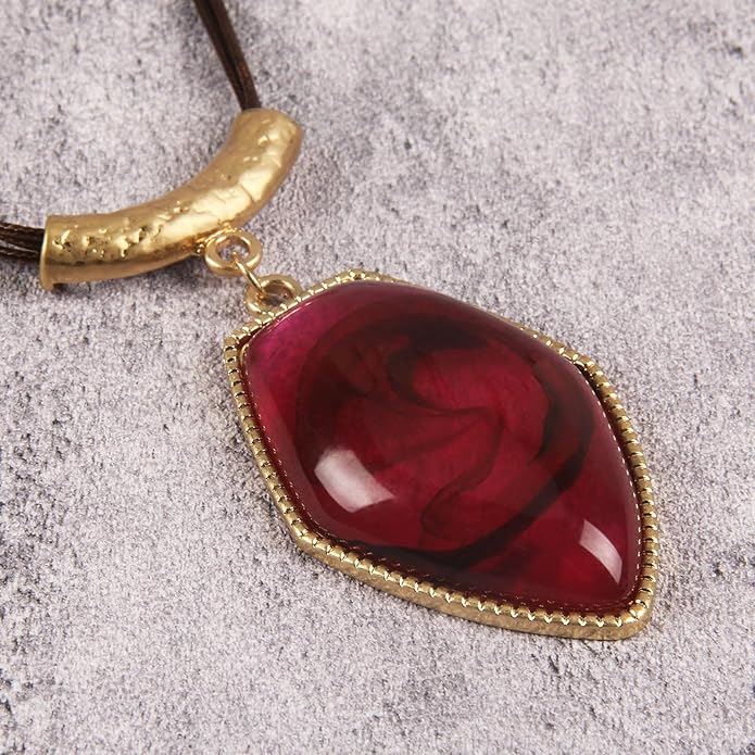Women's Leather Long Necklace Bohemian Style Circle Retro Pendant Necklace Women's Jewelry