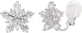 SELOVO Snowflake Flower Zircon Cubic Zirconia Clip on Stud Earrings for Women