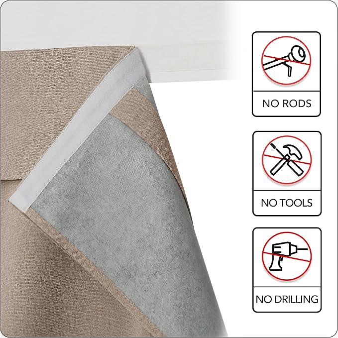 RYB HOME Linen Door Curtain 100% Blackout French Door Blinds - Image 6