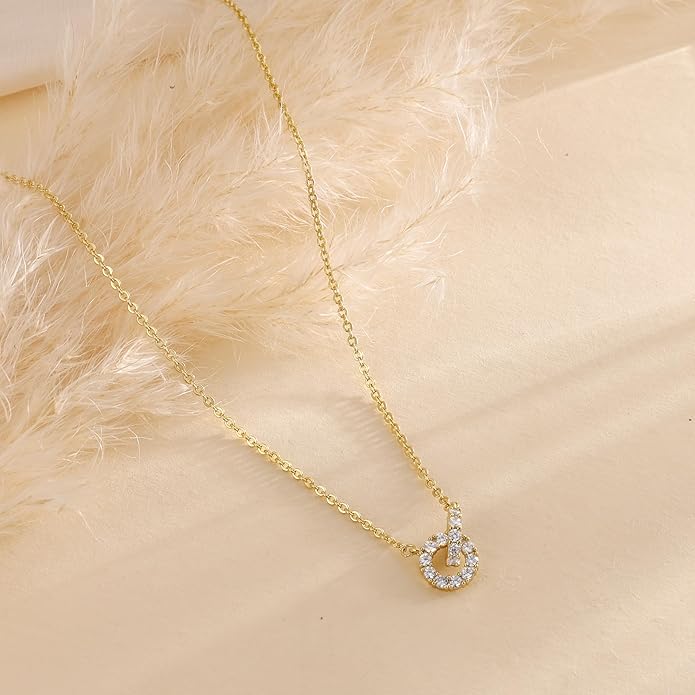 CHESKY 14K Gold Plated Pendant Necklace for Women, Dainty Pendant Necklace Trendy Cubic Zirconia Choker Necklaces for Women Simple Gold Everyday Jewelry