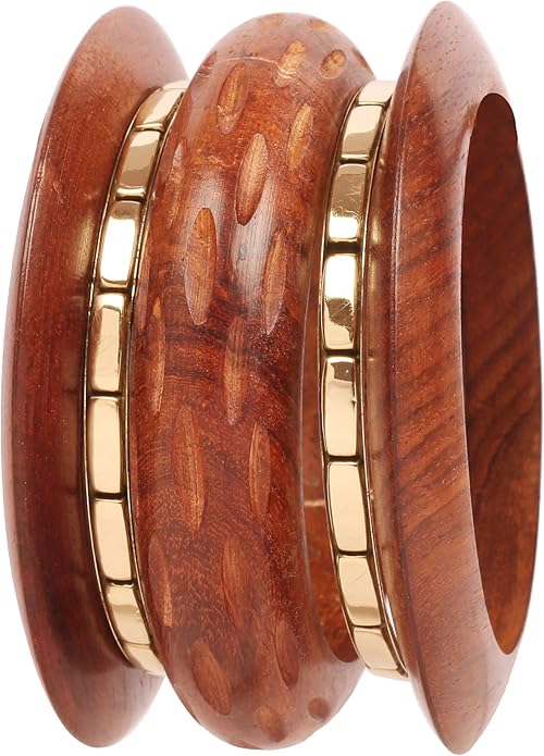 Touchstone wood bracelets for women bangle wooden jewelry handmade artisan bangles natural handcrafted brown olive stylish chunky boho bohemian bracelet brass metal inlaid woods stackable