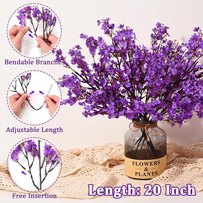 5 Pcs Fake Flowers, Real Touch Babys Breath Artificial Flowers, Full Baby - Image 3