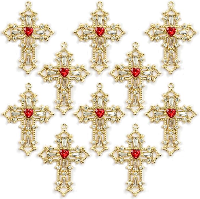 Zirconia Crystal Rhinestone Cross Charms for Jewelry Making Bracelet Necklace Choke Earring Pendant Key Chain Craft Supplies DIY Accessories