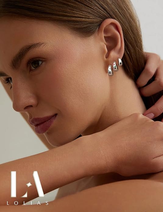14K Gold Plated Hoop Earrings Set for Women - 3Pairs Chunky 14K Gold Plated Silver Huggie Earrings Small Earrings Lightweight Hypoallergenic MultiColored CZ Hoop Earrings Stacks for Multiple Piercing